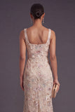 Yellow Floral Square Neck Mermaid Long Formal Dress