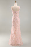 Yellow Floral Square Neck Mermaid Long Formal Dress with Slit