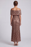Sparkly Sequined Chocolate Mermaid Long Mother of the Bride Dress