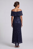 Sparkly Sequined Chocolate Mermaid Long Mother of the Bride Dress