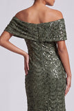 Sparkly Sequined Chocolate Mermaid Long Mother of the Bride Dress