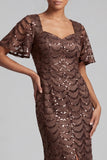 Chocolate Mermaid Sweetheart Sequined Long Mother of the Bride Dress