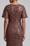 Chocolate Mermaid Sweetheart Sequined Long Mother of the Bride Dress