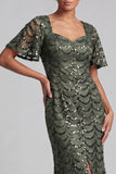 Chocolate Mermaid Sweetheart Sequined Long Mother of the Bride Dress