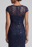 Chocolate Mermaid Round Neck Sequined Long Mother of the Bride Dress