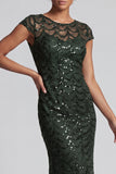 Chocolate Mermaid Round Neck Sequined Long Mother of the Bride Dress