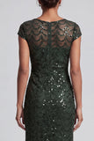 Chocolate Mermaid Round Neck Sequined Long Mother of the Bride Dress