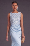 Light Green Sparkly Sequin Mermaid Boat Neck Long Formal Dress