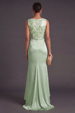 Light Green Sparkly Sequin Mermaid Boat Neck Long Formal Dress