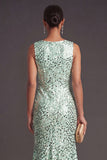 Sparkly Green Sequined Mermaid Boat Neck Long Formal Dress