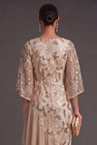 Champagne Sparkly Mermaid Sequined Asymmetrical Neck Long Formal Dress