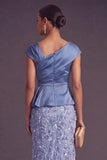 Dusty Sage Sparkly Floral Mermaid Sequined Asymmetrical Neck Long Formal Dress