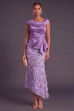 Dusty Sage Sparkly Floral Mermaid Sequined Asymmetrical Neck Long Formal Dress