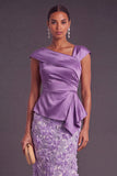 Dusty Sage Sparkly Floral Mermaid Sequined Asymmetrical Neck Long Formal Dress