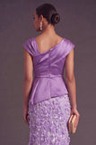 Dusty Sage Sparkly Floral Mermaid Sequined Asymmetrical Neck Long Formal Dress