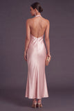 Dark Pink Mermaid Halter Neck Long Wedding Guest Dress