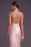Dark Pink Mermaid Halter Neck Long Wedding Guest Dress
