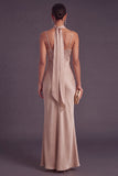 Dusty Rose Mermaid Long Wedding Guest Dress with Neck Scarf