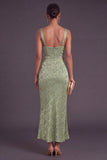 Light Green Thick Straps Mermaid Floral Long Wedding Guest Dress