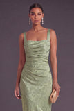 Light Green Thick Straps Mermaid Floral Long Wedding Guest Dress