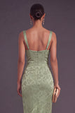 Light Green Thick Straps Mermaid Floral Long Wedding Guest Dress