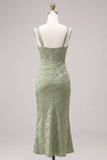Light Green Thick Straps Mermaid Floral Long Wedding Guest Dress
