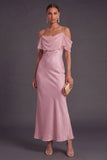 Dark Pink Mermaid Cold Shoulder Long Wedding Guest Dress