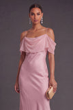 Dark Pink Mermaid Cold Shoulder Long Wedding Guest Dress