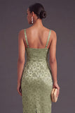 Corset Light Green Bodycon Square Neck Midi Wedding Guest Dress