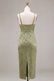 Corset Light Green Bodycon Square Neck Midi Wedding Guest Dress