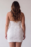 White Floral Halter Bodycon Short Bridal Shower Dress