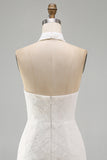 White Floral Halter Bodycon Short Bridal Shower Dress