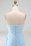 White Floral Strapless Bodycon Short Bridal Shower Dress with Ruffles
