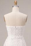 White Floral Strapless Bodycon Short Bridal Shower Dress with Ruffles