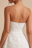 White Floral Strapless Bodycon Short Bridal Shower Dress with Ruffles