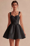 White A Line Thick Straps Ruched Short Bridal Shower Dress