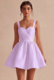 White A Line Thick Straps Ruched Short Bridal Shower Dress