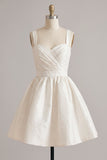 White A Line Thick Straps Ruched Short Bridal Shower Dress