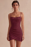 White Corset Spaghetti Straps Bodycon Short Bridal Shower Dress