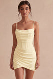 White Corset Spaghetti Straps Bodycon Short Bridal Shower Dress