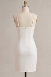 White Corset Spaghetti Straps Bodycon Short Bridal Shower Dress