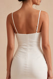 White Corset Spaghetti Straps Bodycon Short Bridal Shower Dress