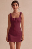 White Ruffled Square Neck Bodycon Short Bridal Shower Dress