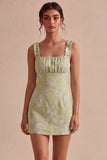 White Ruffled Square Neck Bodycon Short Bridal Shower Dress
