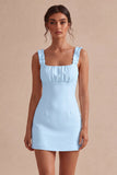 White Ruffled Square Neck Bodycon Short Bridal Shower Dress