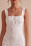 White Ruffled Square Neck Bodycon Short Bridal Shower Dress