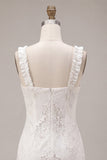 White Ruffled Square Neck Bodycon Short Bridal Shower Dress