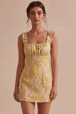 White Ruffled Square Neck Bodycon Short Bridal Shower Dress
