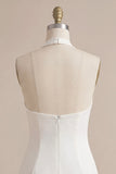 White Halter Bodycon Short Bridal Shower Dress with 3D Flowers