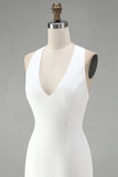 White Halter Bodycon Short Bridal Shower Dress with 3D Flowers